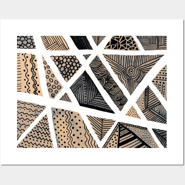 Geometric doodles - beige and grey Wall Art by wackapacka
